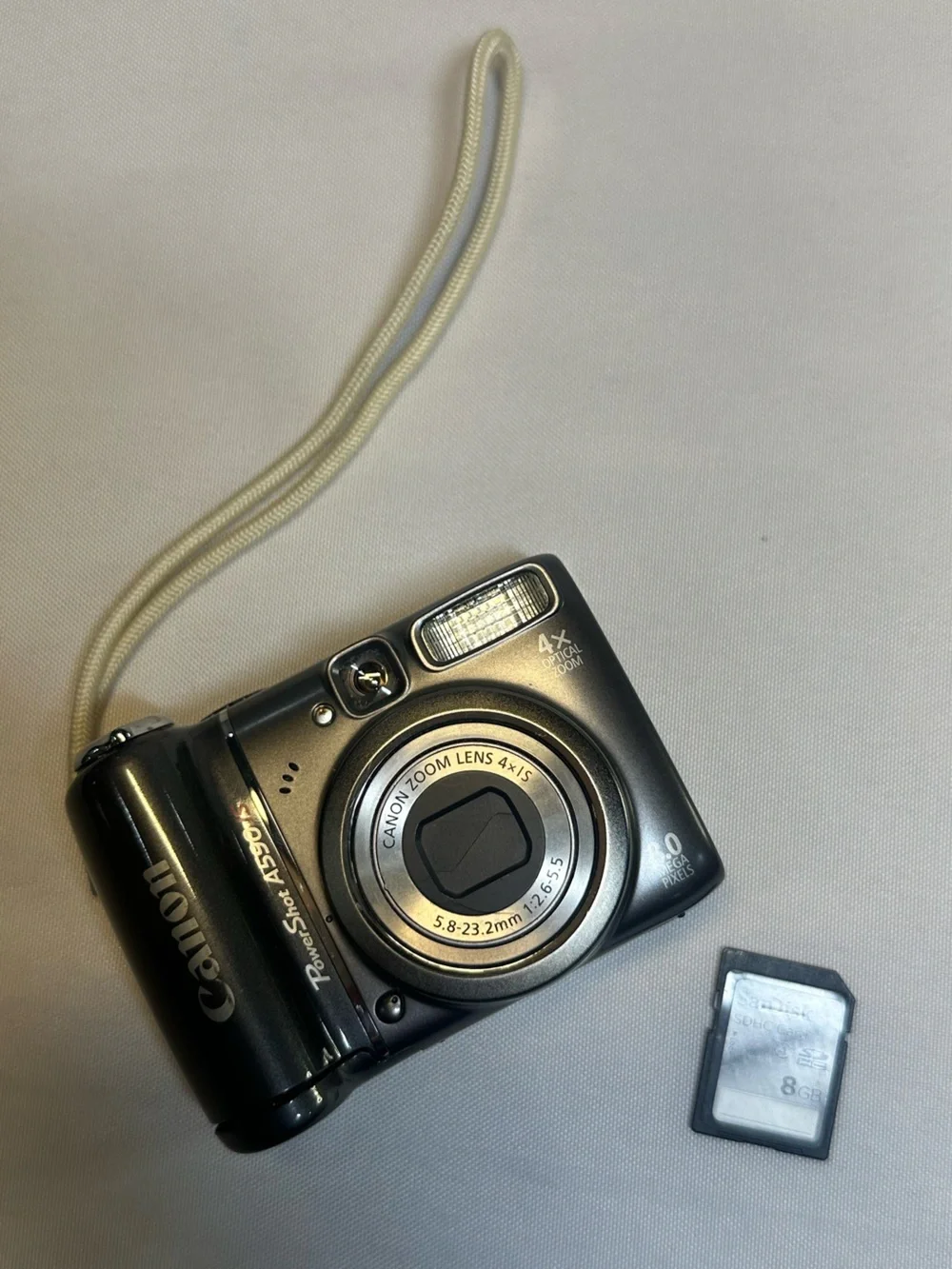 Canon PowerShot A590 IS 8.0 MP Digital Camera Works Well w/Strap & 8GB SD Card